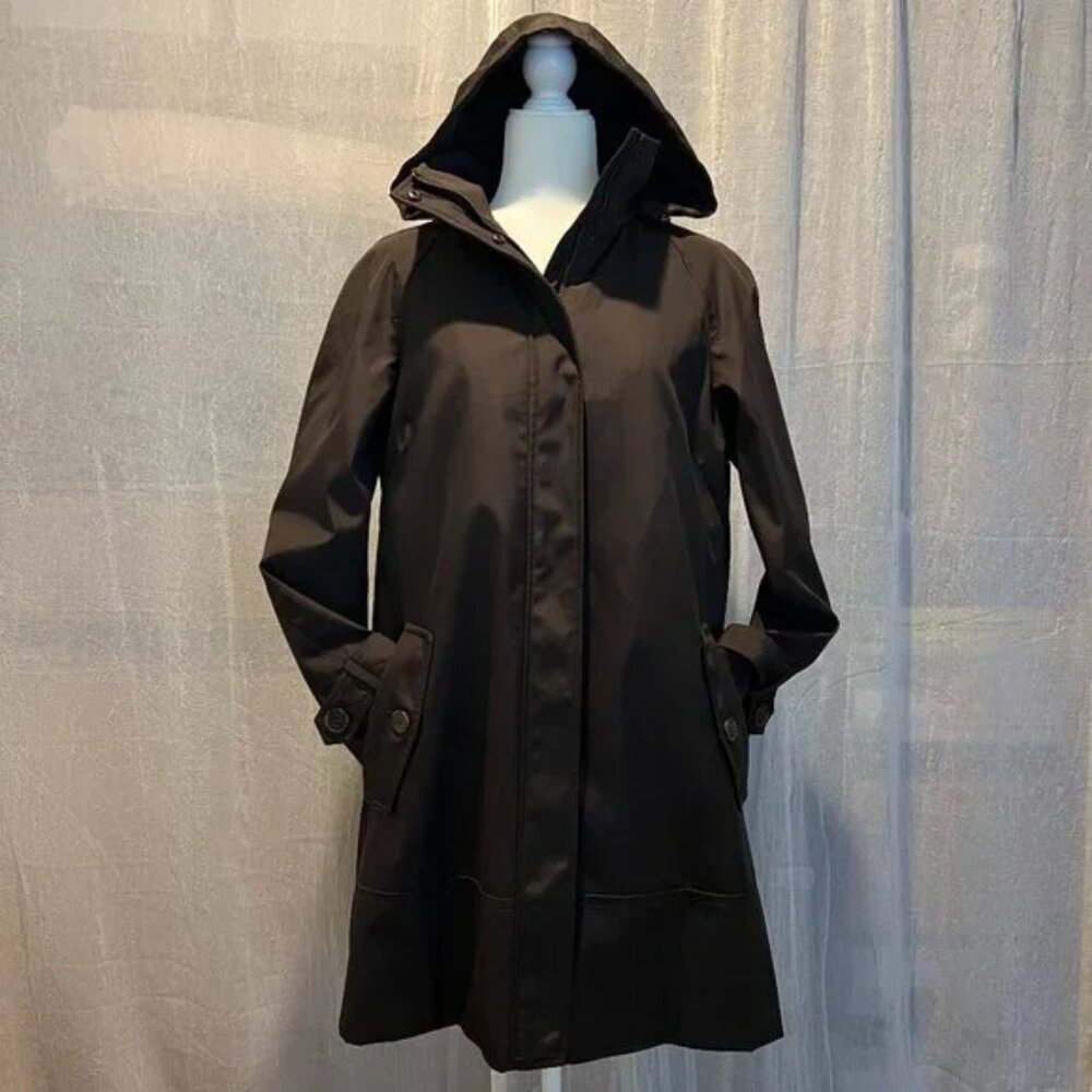 Andrew Marc Women's Black Hooded Rain Jacket Removable Lining Size M (Like New!)